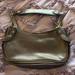 Chocolate Brown Leather Shoulder Bag with Chain strap juicy couture mini